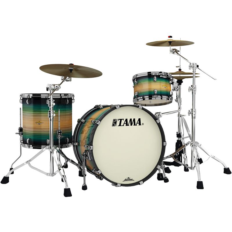 Foto van Tama me32czbs-lewb starclassic maple emerald pacific walnut burst 3d. shellset black nickel hardware