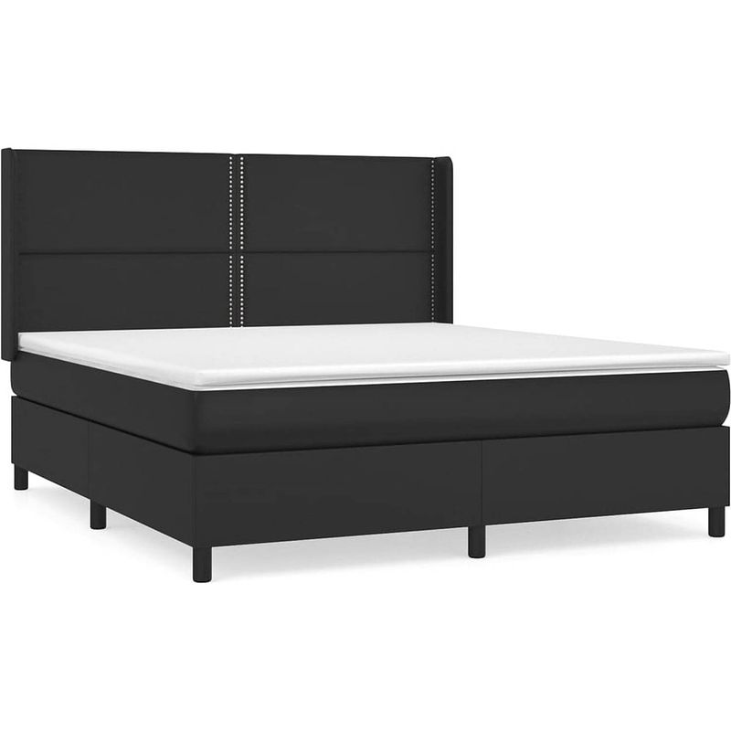 Foto van The living store boxspring met matras kunstleer zwart 160x200 cm - bed