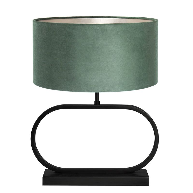 Foto van Light & living jamiro tafellamp met groene velvet kap 47 cm hoog