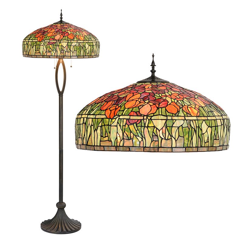 Foto van Haes deco - tiffany vloerlamp meerkleurig ø 56x165 cm e27/max 3x60w