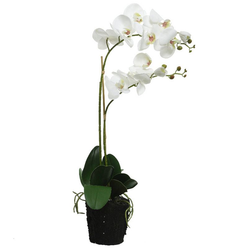 Foto van Witte orchidee kunstplanten/planten in pot 62 cm - kunstplanten