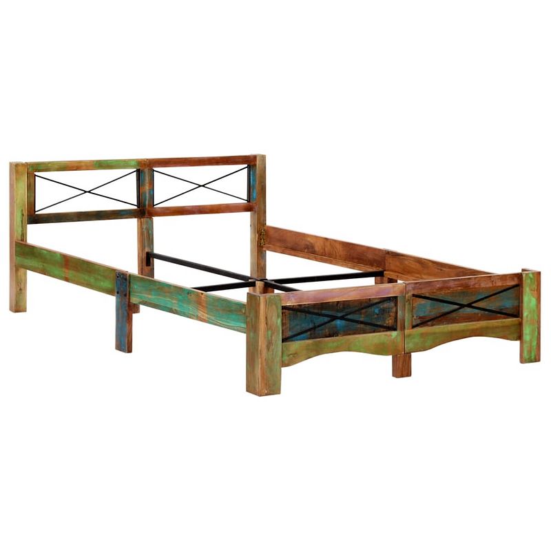 Foto van The living store bedframe vintage - massief gerecycled hout - 147 x 212 x 74 cm - uniek karakter