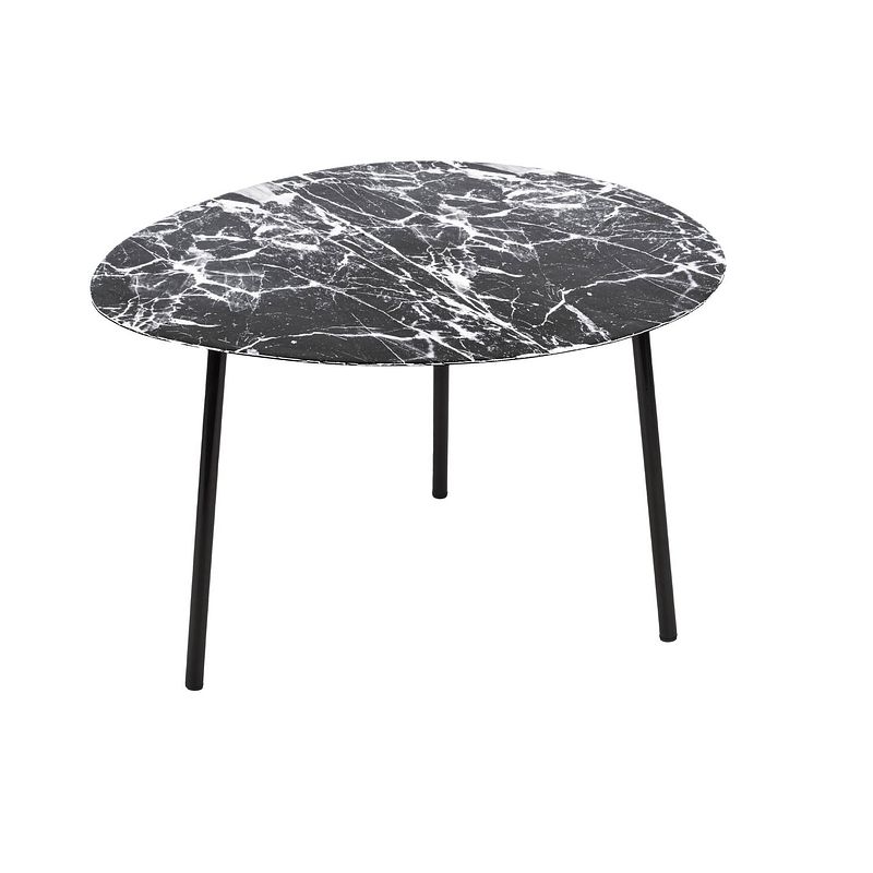 Foto van Leitmotiv - bijzettafel ovoid marble look - zwart