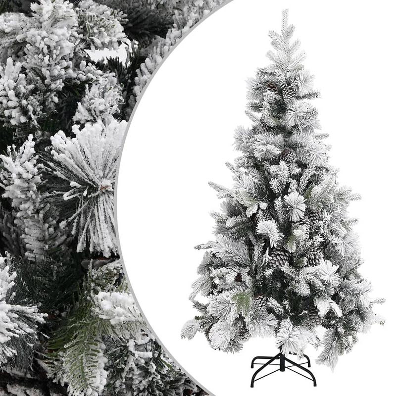 Foto van Vidaxl kerstboom met dennenappels en sneeuw 225 cm pvc en pe