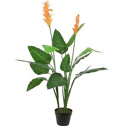 Foto van Groene strelitzia/paradijsvogel kunstplant 110 cm in zwarte pot - kunstplanten