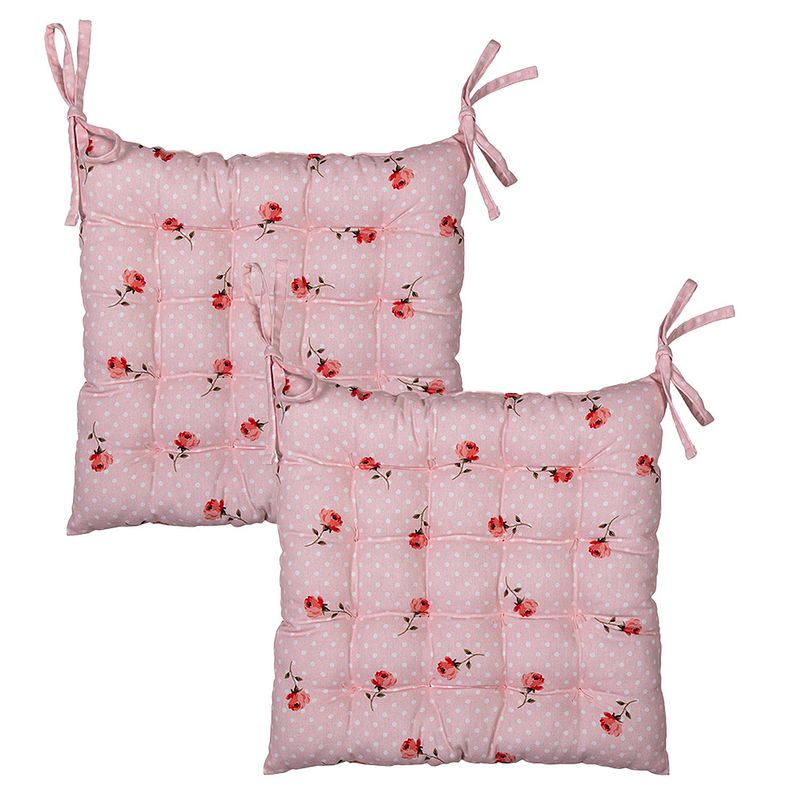 Foto van Haes deco - set van 2 sierkussens - 40x40x4 cm - 100% katoen - dotty rose