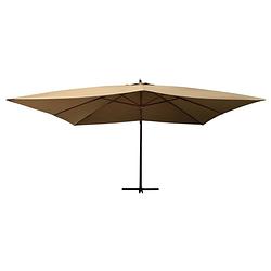 Foto van The living store zweefparasol taupe - 400 x 300 cm - uv-beschermend en waterbestendig - stabiel frame - handige