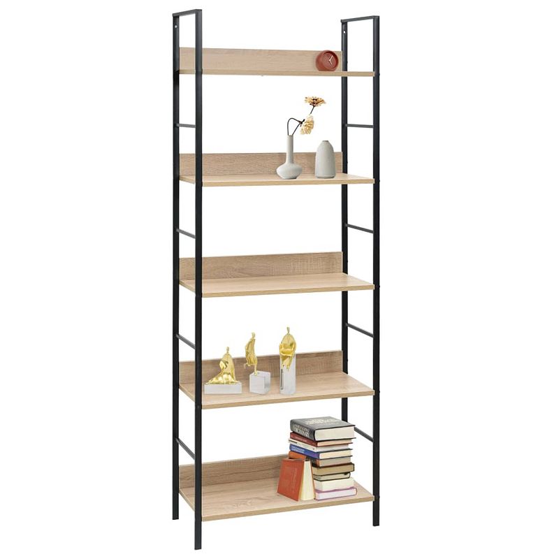 Foto van The living store boekenkast - - 5-laagse - - meubel - spaanplaat - afmeting- 60 x 27.6 x 158.5 cm - ken-