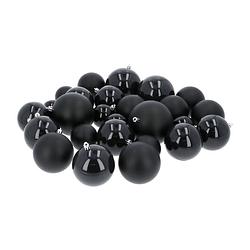 Foto van Kunststof kerstballen set 26 ballen - binnen/buiten gebruik - zwart