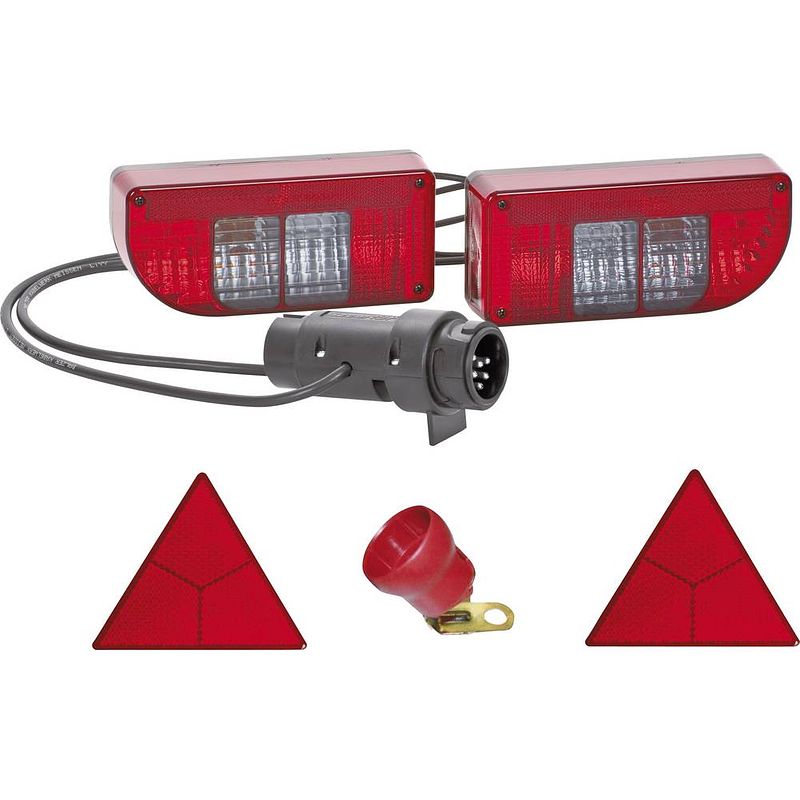 Foto van Secorüt aanhangerverlichtingsset 7/13-polig knipperlicht, achterlicht, remlicht, mistachterlicht, kentekenverlichting, reflector achter 12 v helder glas