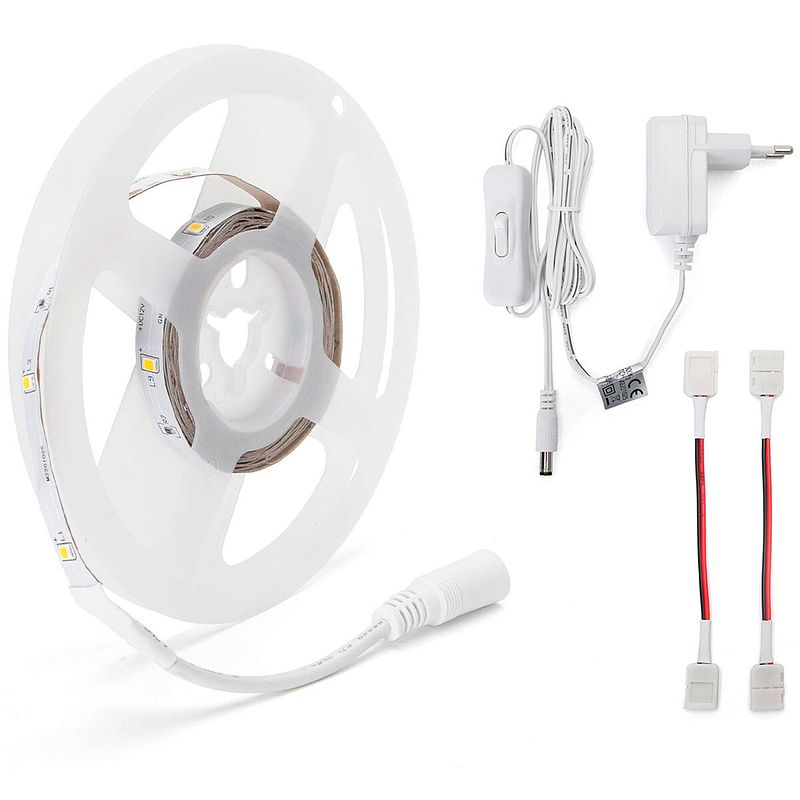 Foto van Led strip set - aigi stippi - 3 meter - 2835-30 - warm wit 3000k - aan/uit schakelaar - 12v