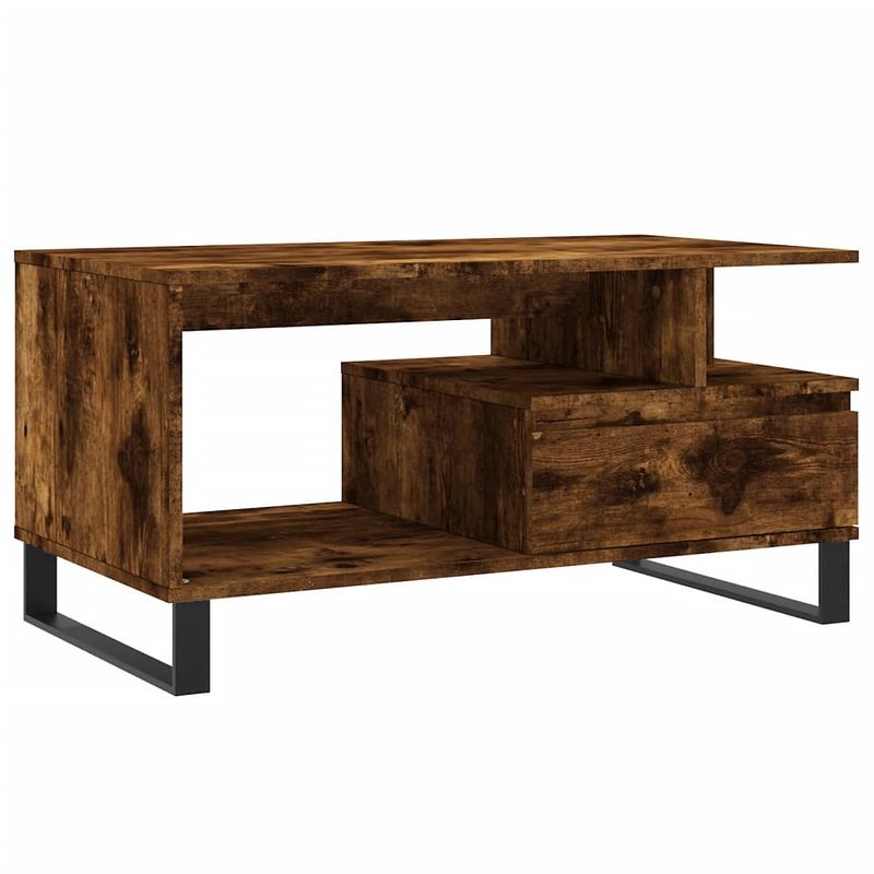 Foto van Vidaxl salontafel 90x49x45 cm bewerkt hout gerookt eikenkleurig