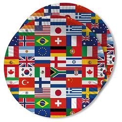 Foto van Landen thema feest wegwerpbordjes - 20x - internationale vlaggen - d23 cm - feestbordjes
