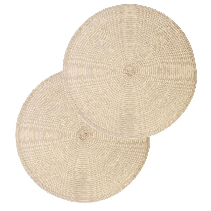 Foto van Set van 4x stuks placemats gevlochten kunststof beige 38 cm - placemats