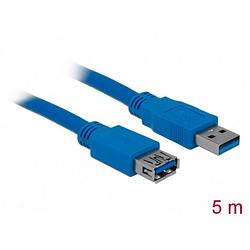 Foto van Delock usb-kabel usb 3.2 gen1 (usb 3.0 / usb 3.1 gen1) usb-a stekker, usb-a bus 5.00 m blauw vergulde steekcontacten 82541