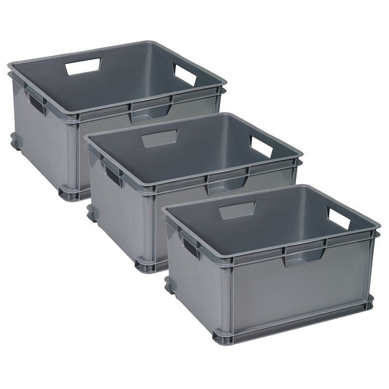 Foto van Curver unibox classic opbergbox xl - 3x60l - 52,5x43x28cm - grijs