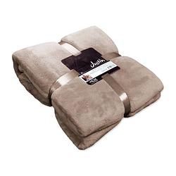 Foto van Unique living justin fleece plaid - fleece polyester - 150x200 cm - warm taupe