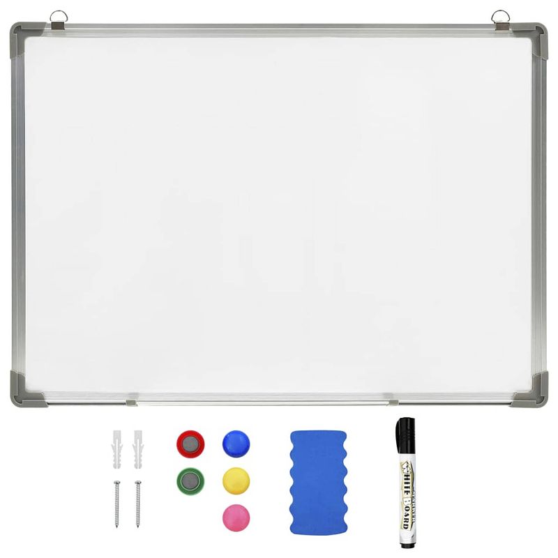 Foto van Vidaxl whiteboard magnetisch 90x60 cm staal wit