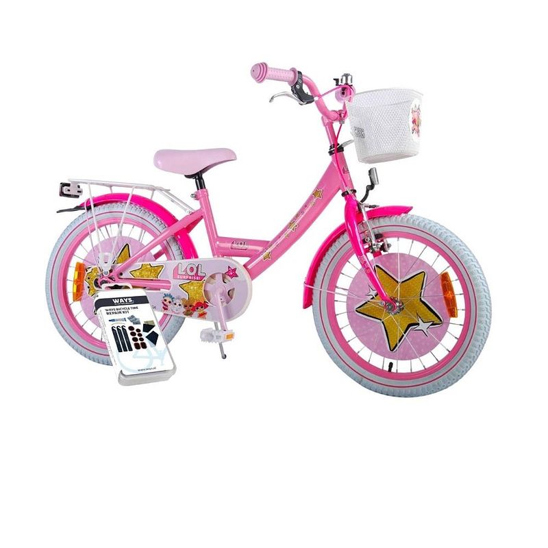 Foto van Volare kinderfiets lol surprise - 18 inch - roze - inclusief ways bandenplakset