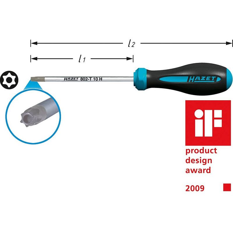 Foto van Hazet werkplaats torx-schroevendraaier grootte tr 30 koplengte: 115 mm