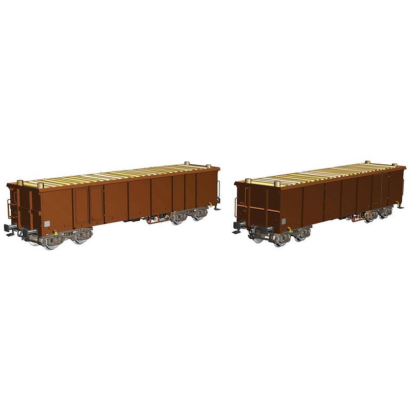 Foto van Piko h0 58235 h0 2-delige set open goederenwagons eaos met houten lading db-ag