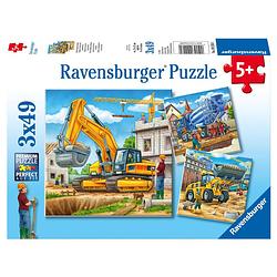 Foto van Ravensburger puzzel grote bouwvoertuigen - 3 x 49 stukjes