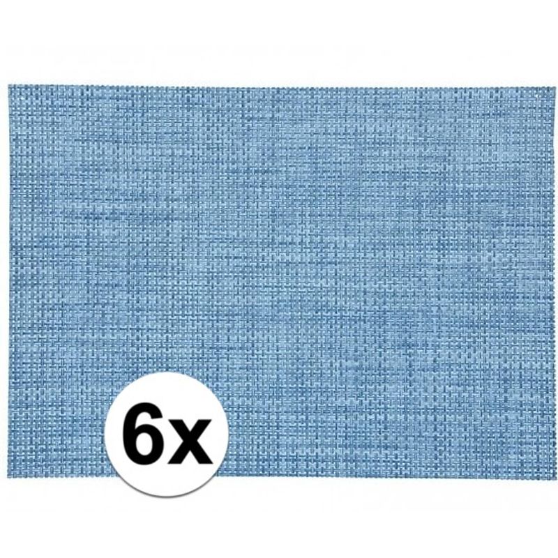 Foto van 6x onderlegger blauw gevlochten 45 x 30 cm - placemats