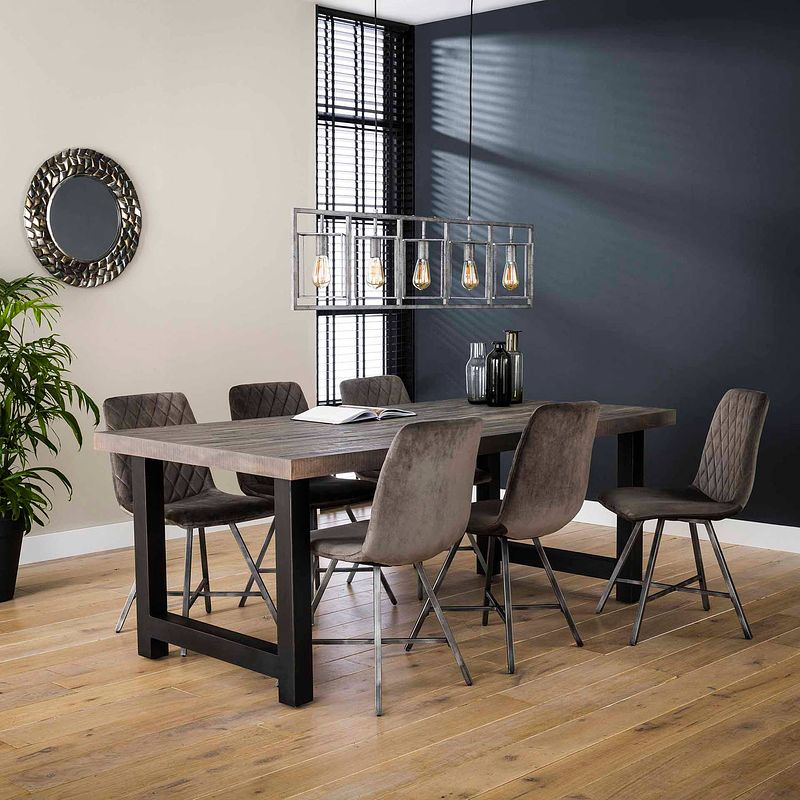 Foto van Hoyz - eetkamertafel acasia rough grey - 200x100x77 - grijs - hout