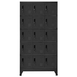 Foto van The living store lockerkast staal - 90 x 40 x 180 cm - antraciet - 15 deuren