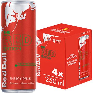 Foto van Red bull energy drink watermeloensmaak the red edition 4 x 250ml bij jumbo