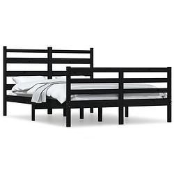 Foto van The living store klassiek houten bedframe - 140 x 200 cm - massief grenenhout - zwart