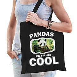 Foto van Dieren panda tasje zwart volwassenen en kinderen - pandas are cool cadeau boodschappentasje - feest boodschappentassen