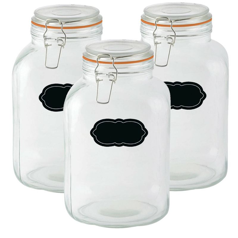 Foto van Weckpot/inmaakpot - 3x - 3l - glas - met beugelsluiting - incl. etiketten - weckpotten