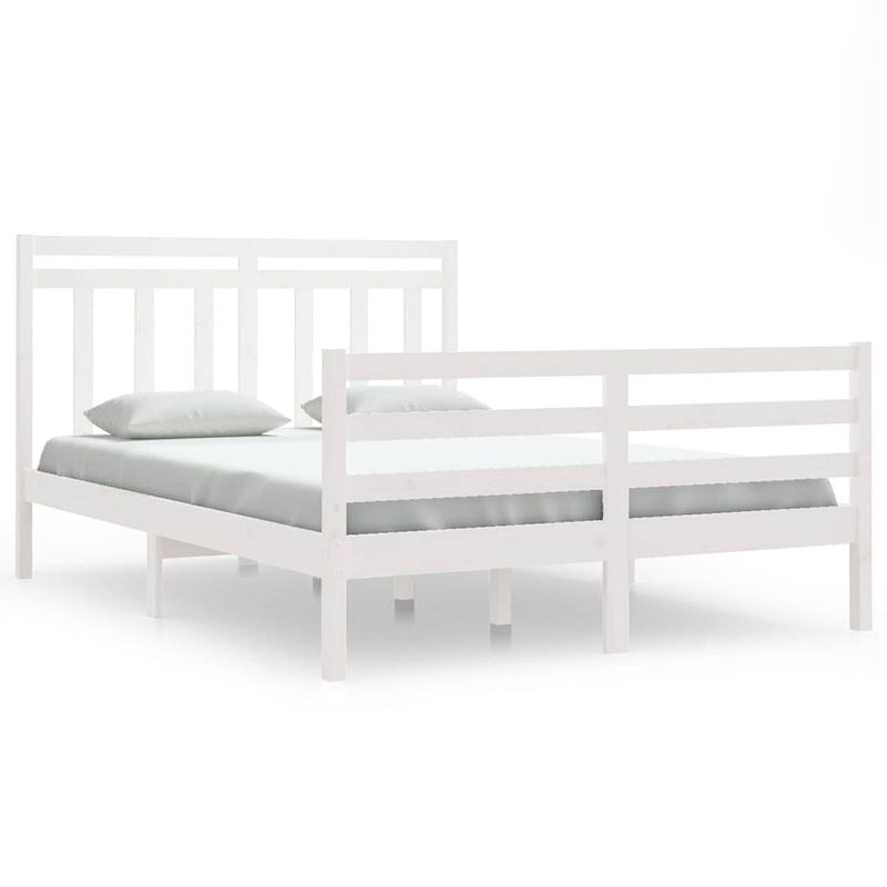 Foto van The living store houten bedframe - grenenhout - multiplex lattenbodem - 205.5 x 145.5 x 69.5 cm