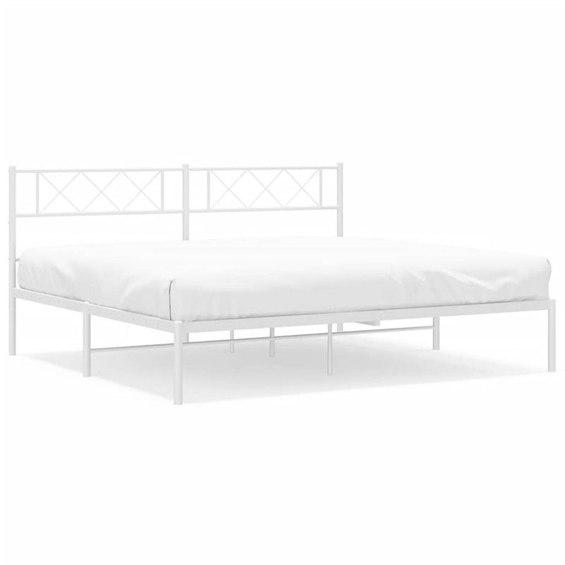 Foto van Vidaxl bedframe met hoofdbord metaal wit 183x213 cm