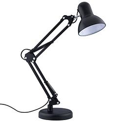 Foto van Led bureaulamp klemlamp - prixa rety - e27 fitting - verstelbaar - retro - klassiek - rond - mat zwart
