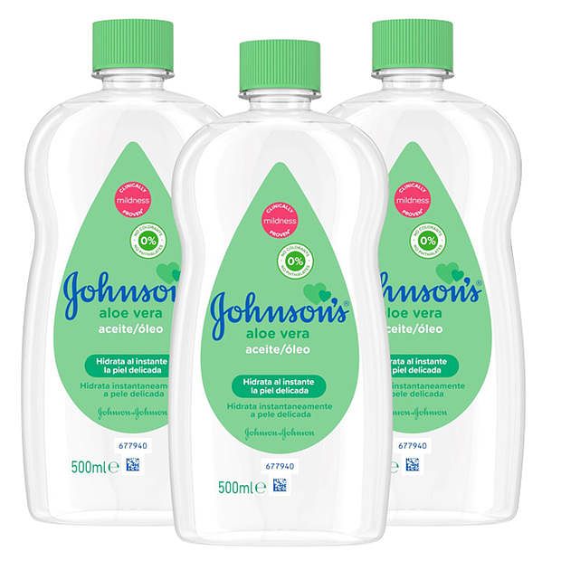 Foto van Johnson's - baby olie - aloe vera - 3 x 500 ml - voordeelverpakking