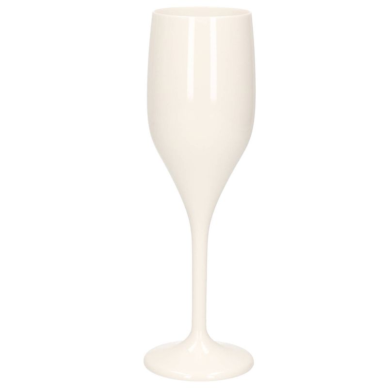 Foto van Champagne/prosecco flutes glazen wit 150 ml van onbreekbaar kunststof - champagneglazen