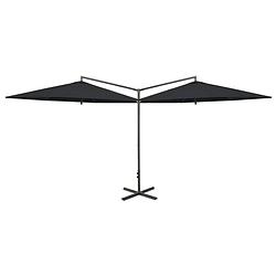 Foto van The living store dubbele parasol zwart - 600x290x260 cm - polyester + staal