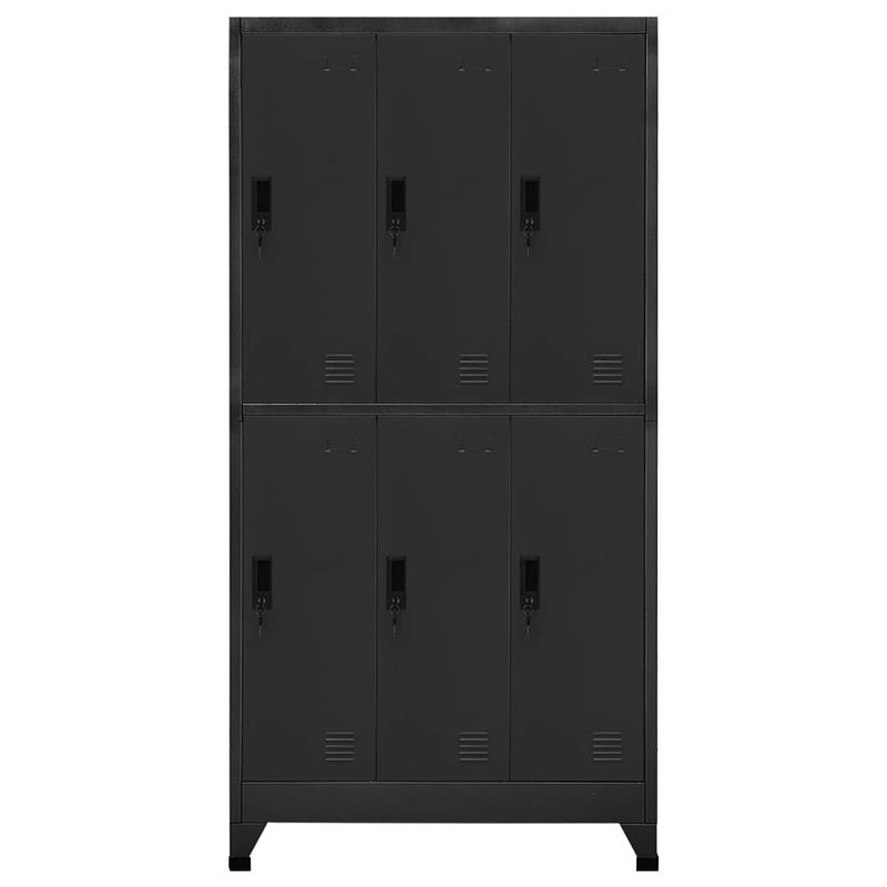 Foto van The living store lockerkast modern - lockerkast - 90x45x180 cm - antraciet - staal