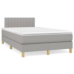 Foto van The living store bed s boxspring - 203 x 120 x 78/88 cm - lichtgrijs - stof - pocketvering