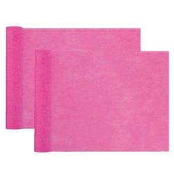 Foto van Tafelloper op rol - 2x - fuchsia roze - 30 cm x 10 m - non woven polyester - feesttafelkleden
