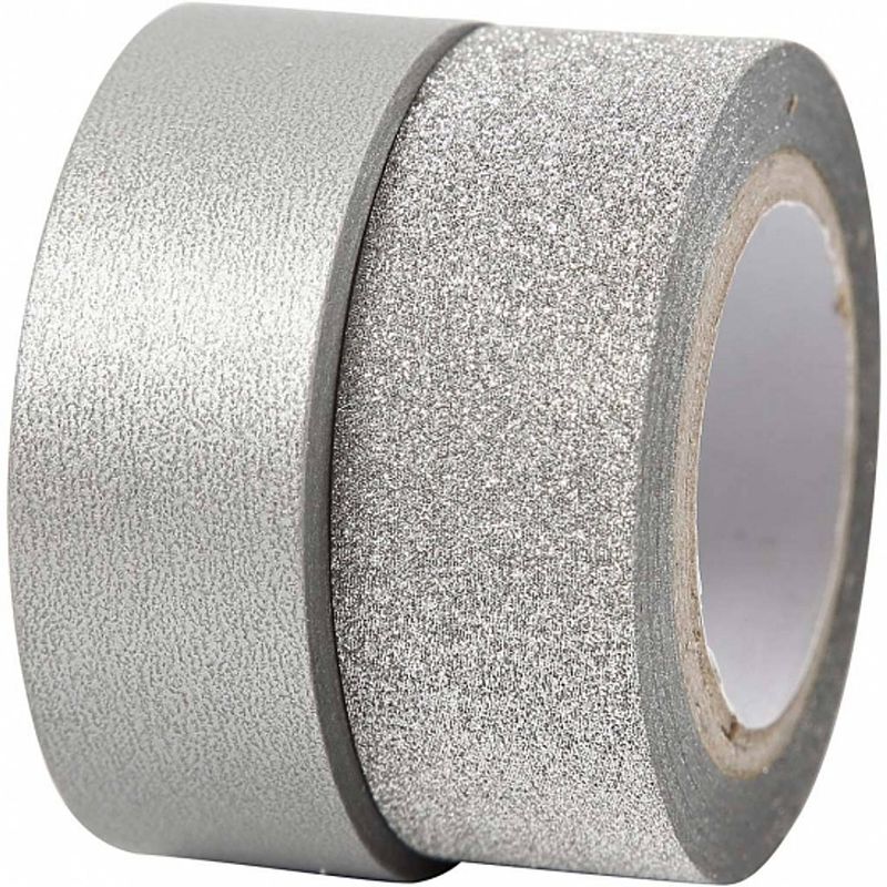 Foto van Zilver glitter tape 2 rollen - washi tape