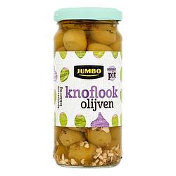 Foto van Jumbo knoflook olijven zonder pit 220g