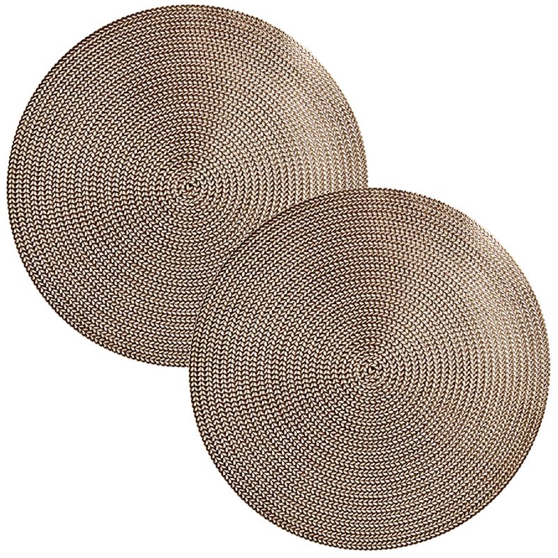 Foto van Set van 2x stuks ronde placemats metallic goud look diameter 38 cm - placemats