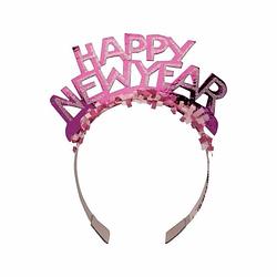 Foto van Haarband happy new year roze voor volwassenen - diadeem hoofdband happy newyear