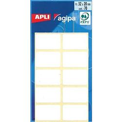 Foto van Agipa witte etiketten in etui ft 20 x 32 mm (b x h), 70 stuks, 10 per blad