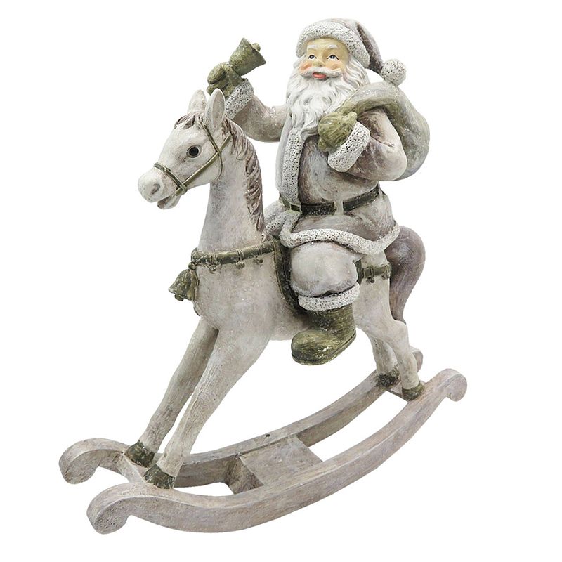 Foto van Haes deco - kerstman deco figuur 20x8x21 cm - wit - kerst figuur, kerstdecoratie