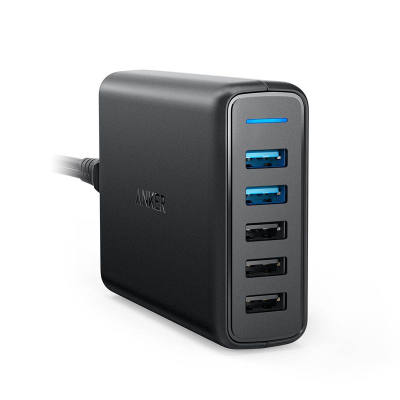 Foto van Anker powerport speed 5 poorts usb desktop lader, met quick charge 3.0