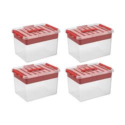 Foto van Q-line opbergbox met inzet 22l rood - set van 4